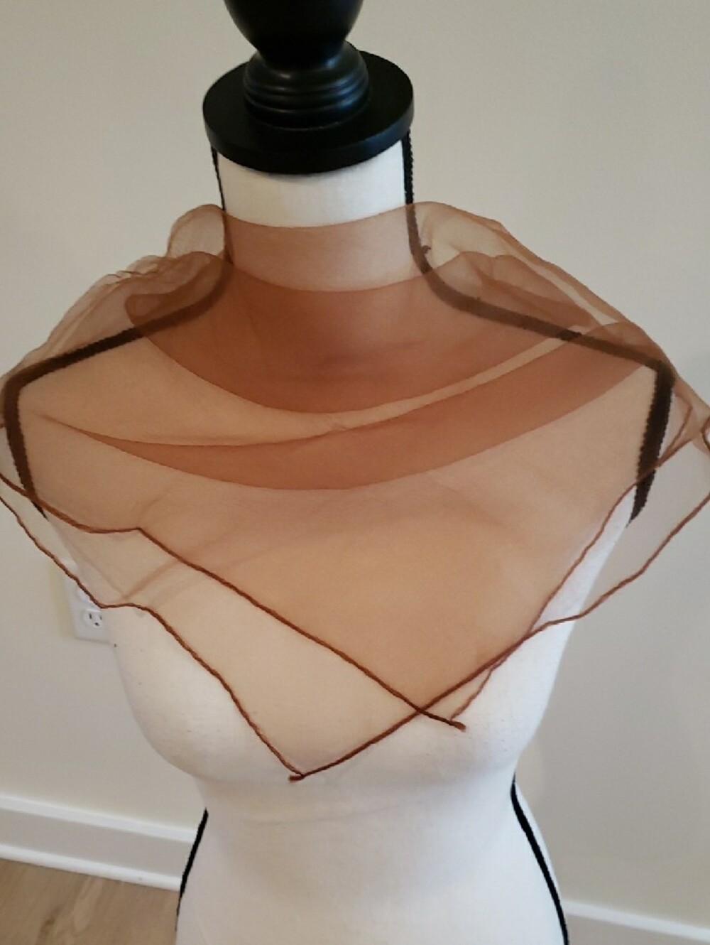 Vintage Fall Scarves Sheer Cranberry, Cream, Brown, Apricot - Picture 3 of 6